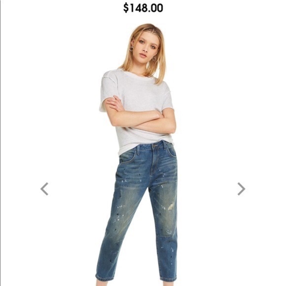 Wildfox Jeans Baggy Crop Paint Splattered  in Da Vinci SZ 26  NEW - Picture 2 of 12